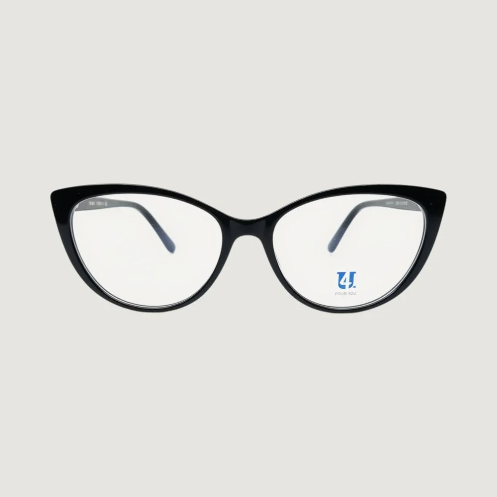Four You U219 Black Cat Eye Eyeglass Frames Women 52-16-145 Sturdy Glasses
